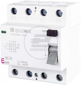 Wyłącznik różnicowoprądowy 4P 40A 0,03A Typ F EFI-4 F 40/0.03 002062529