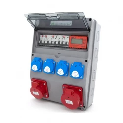 Rozdzielnica budowlana 32A/5 + 16A/5 + 4*GS 230V + zabezpieczenia + certyfikowany licznik MID, 12NO42C11C11CL