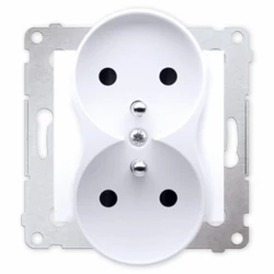 Simon 54 Gniazdo podwójne z/u 16A IP20 z przesłoną torów białe DGZ2MZ.01/11